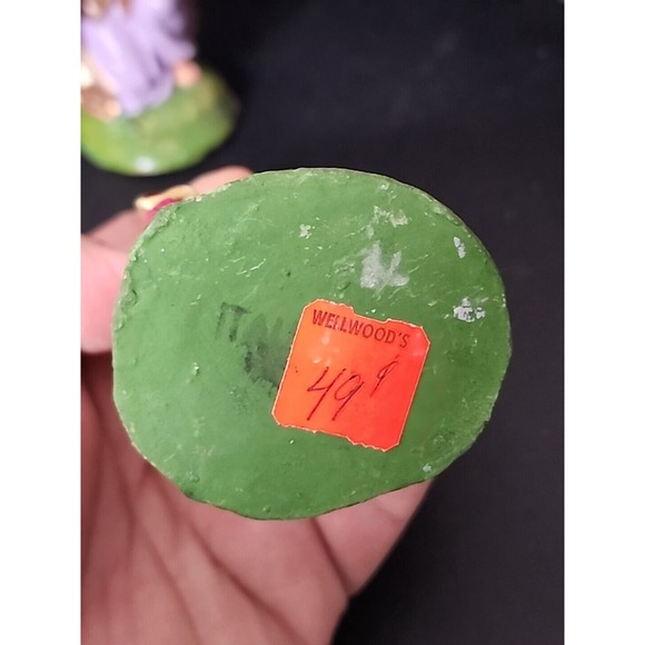 Antique 40s German Putz Chalkware Nativity Set w/ Creche 17pc Composition Palm - Picture 9 of 12